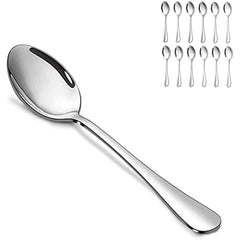 12pcs Stainless Steel Teaspoon Set - 7in Dessert Spoon, Mirror Polished