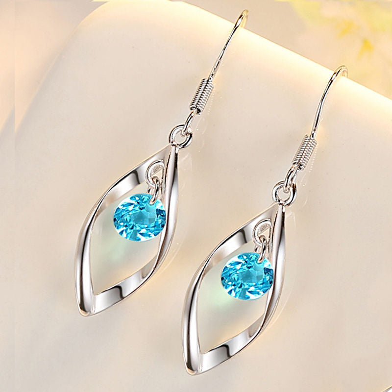 Zircon Decor Silvery Tassel Drop Earrings For Women