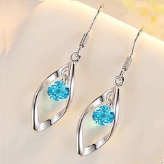 Zircon Decor Silvery Tassel Drop Earrings For Women