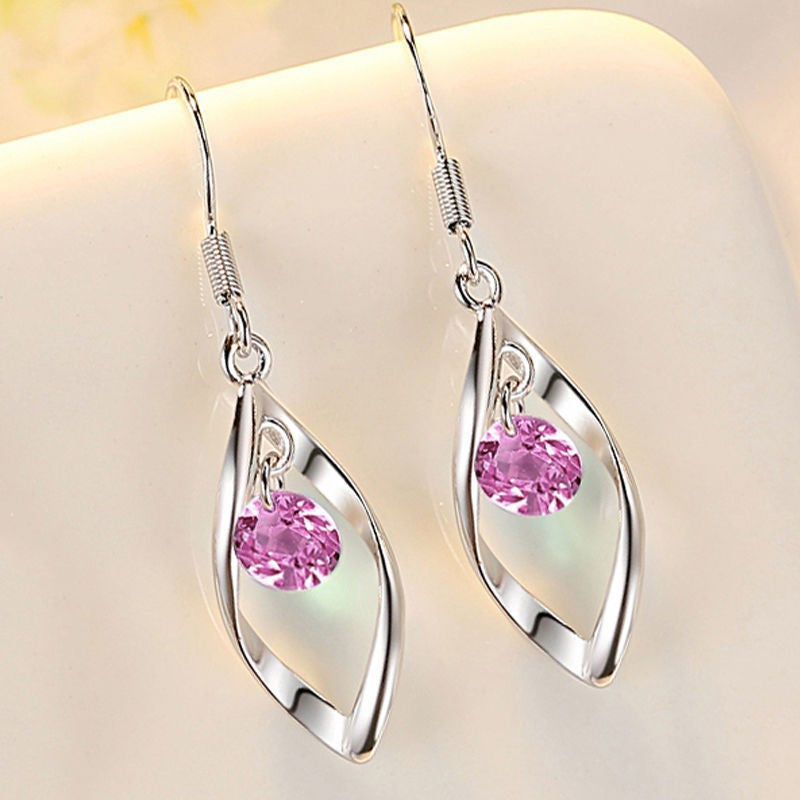 Zircon Decor Silvery Tassel Drop Earrings For Women