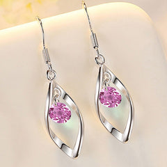 Zircon Decor Silvery Tassel Drop Earrings For Women