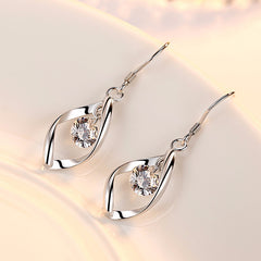 Zircon Decor Silvery Tassel Drop Earrings For Women