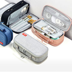 Large Capacity Stationery Storage Bag Multifunctional Canvas Pencil Case
