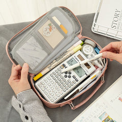 Large Capacity Stationery Storage Bag Multifunctional Canvas Pencil Case