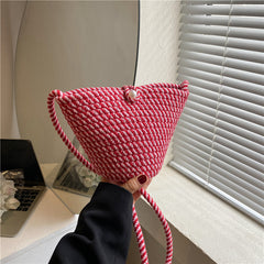 Straw Woven Crossbody Bucket Bag Shoulder Bag