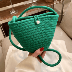 Straw Woven Crossbody Bucket Bag Shoulder Bag