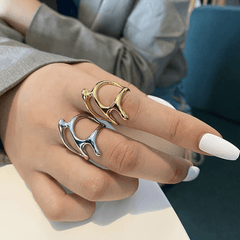 Irregular Geometric Metal Texture Ring for Street Snap