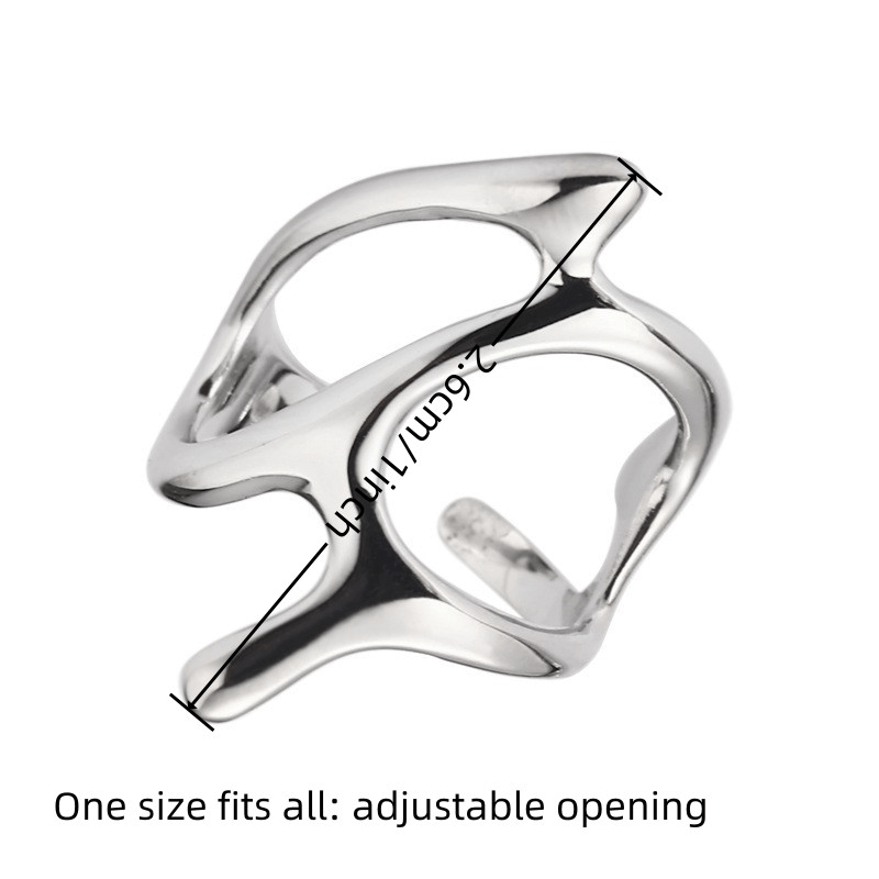 Irregular Geometric Metal Texture Ring for Street Snap