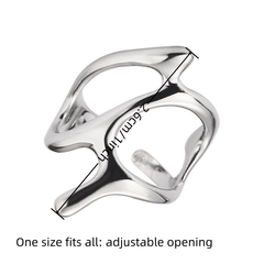 Irregular Geometric Metal Texture Ring for Street Snap