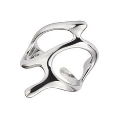 Irregular Geometric Metal Texture Ring for Street Snap