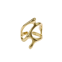 Irregular Geometric Metal Texture Ring for Street Snap