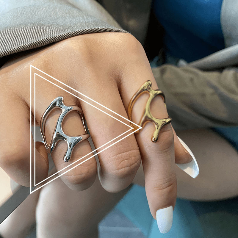 Irregular Geometric Metal Texture Ring for Street Snap