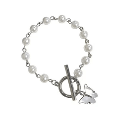 Y2K Butterfly Pendant Pearl Bracelet Decorative Accessories