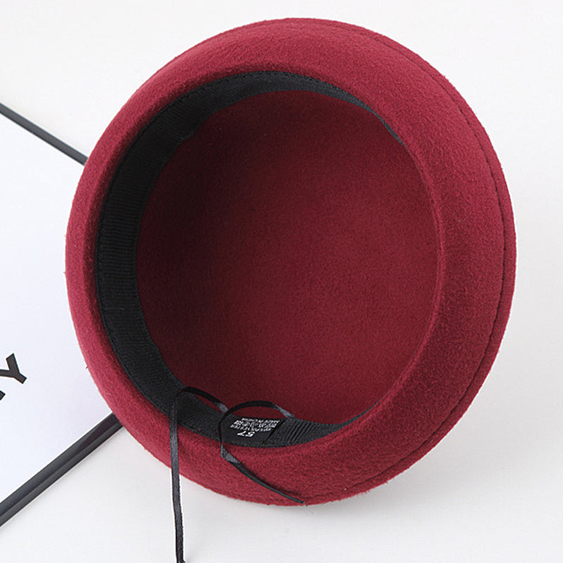 Vintage Rolled Brim Fedora Cap Lightweight Solid Jazz Hat For Women