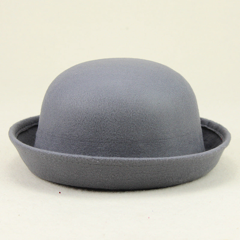 Vintage Rolled Brim Fedora Cap Lightweight Solid Jazz Hat For Women