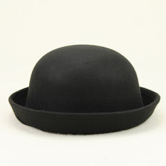 Vintage Rolled Brim Fedora Cap Lightweight Solid Jazz Hat For Women