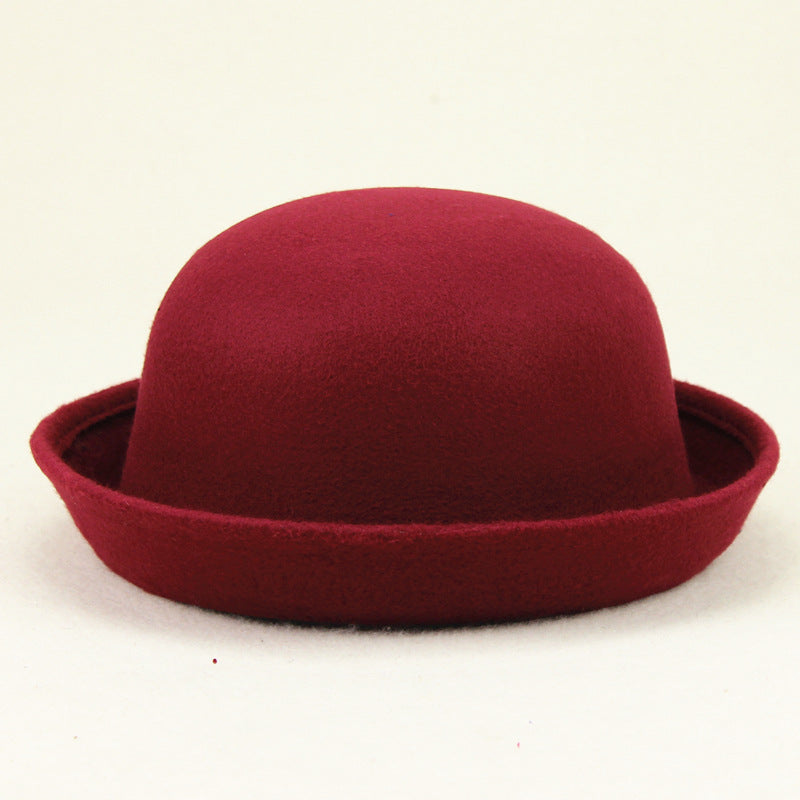 Vintage Rolled Brim Fedora Cap Lightweight Solid Jazz Hat For Women