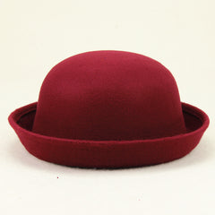 Vintage Rolled Brim Fedora Cap Lightweight Solid Jazz Hat For Women