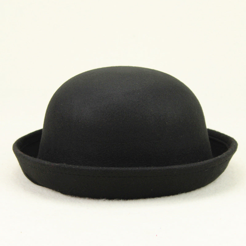 Vintage Rolled Brim Fedora Cap Lightweight Solid Jazz Hat For Women