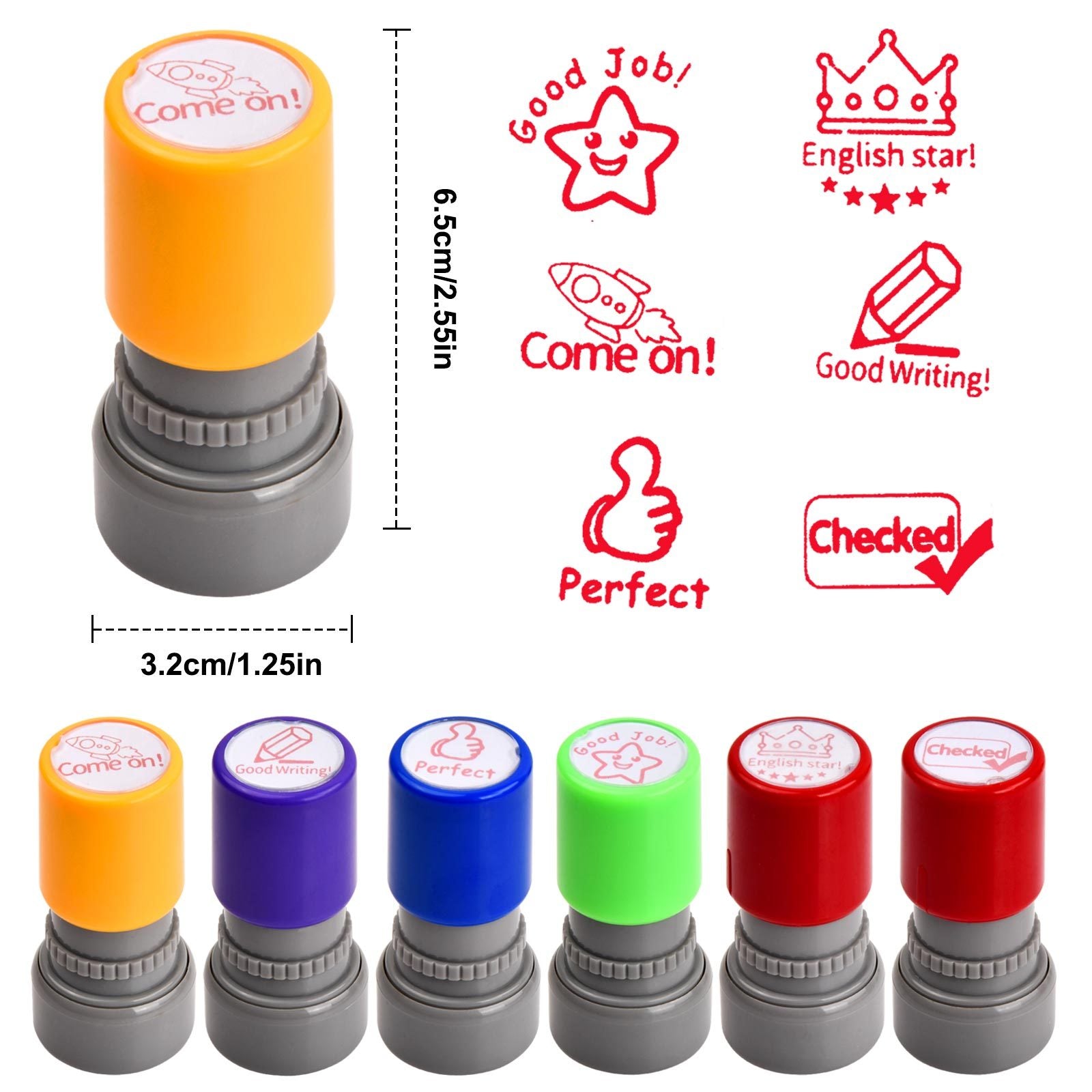 6 Cartoon Teacher Evaluation Stamps for Rewarding Kids