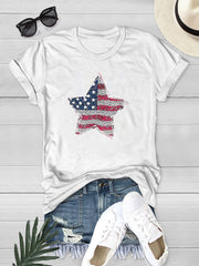 Summer American Flag Graphic Tee For Women Crew Neck Short Sleeves Casual Tops