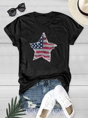 Summer American Flag Graphic Tee For Women Crew Neck Short Sleeves Casual Tops