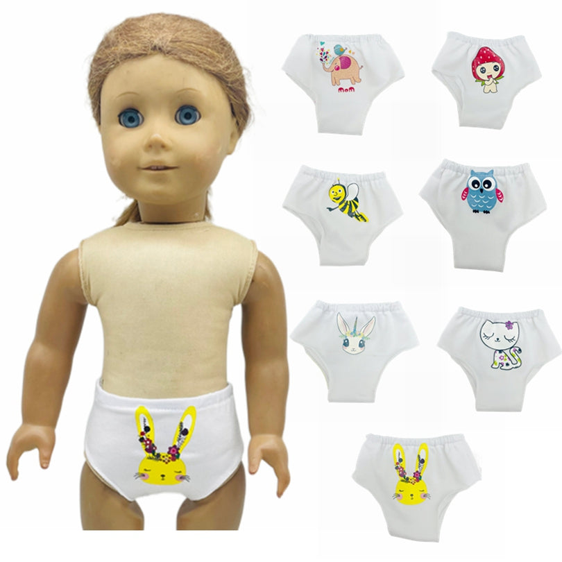 Animal Pattern Underwear for 18" American Dolls & 15" Bitty Baby Dolls