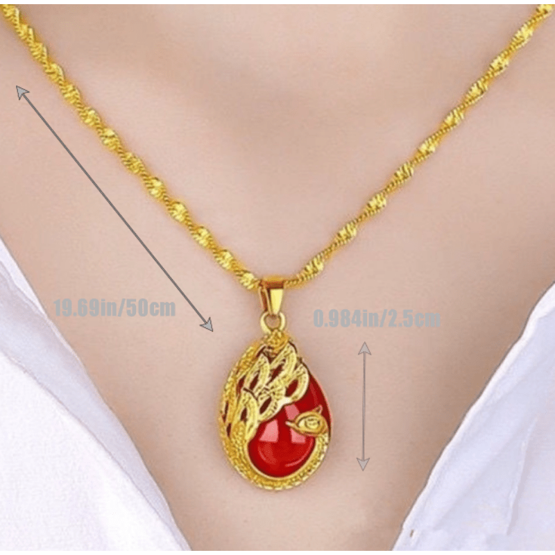 24K Peacock Pendant Necklace for Men & Women
