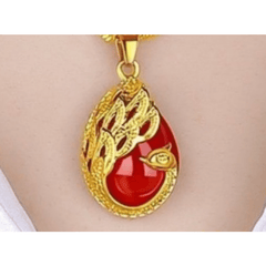 24K Peacock Pendant Necklace for Men & Women