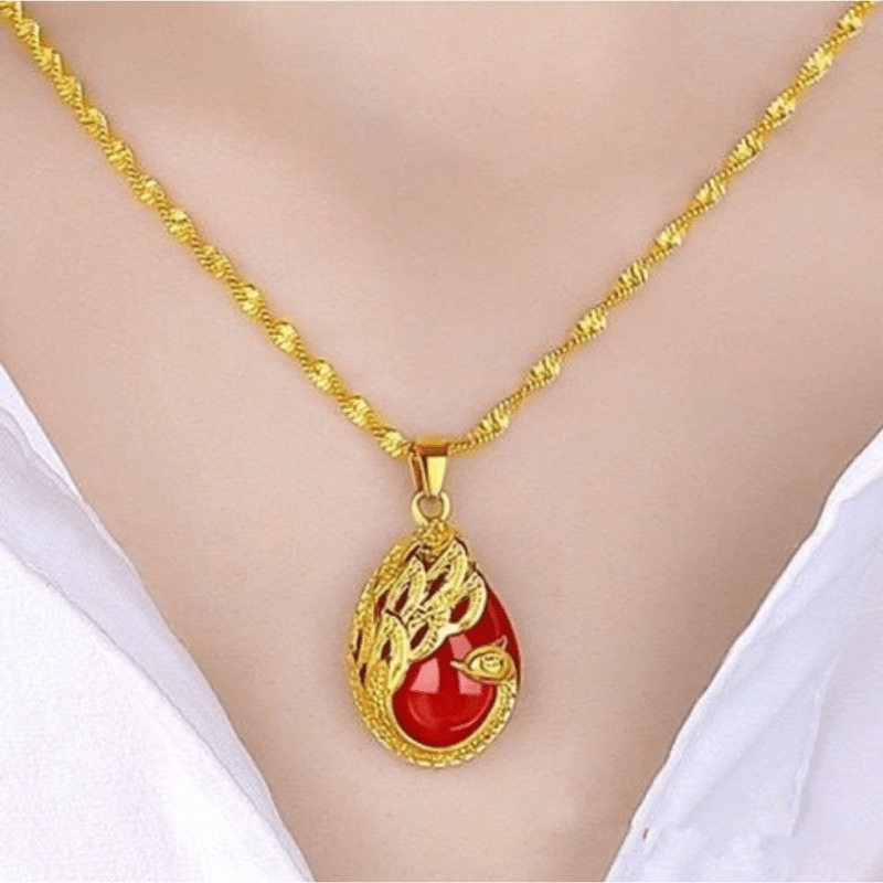 24K Peacock Pendant Necklace for Men & Women