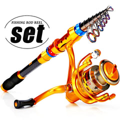 Carbon Telescopic Fishing Rod & Spinning Reel Set for Travel Fishing