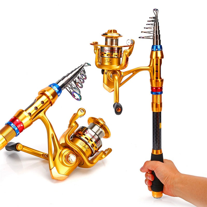 Carbon Telescopic Fishing Rod & Spinning Reel Set for Travel Fishing