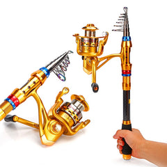 Carbon Telescopic Fishing Rod & Spinning Reel Set for Travel Fishing