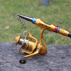 Carbon Telescopic Fishing Rod & Spinning Reel Set for Travel Fishing