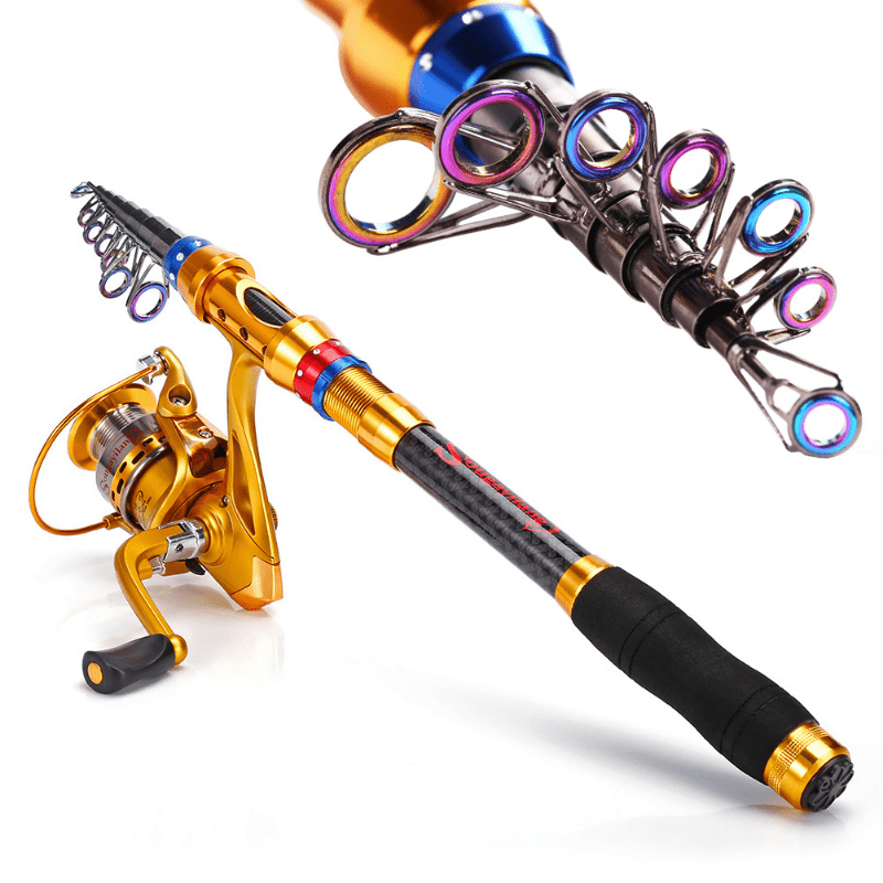 Carbon Telescopic Fishing Rod & Spinning Reel Set for Travel Fishing