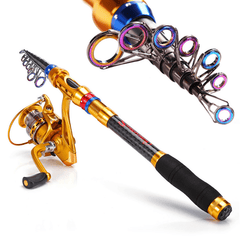 Carbon Telescopic Fishing Rod & Spinning Reel Set for Travel Fishing