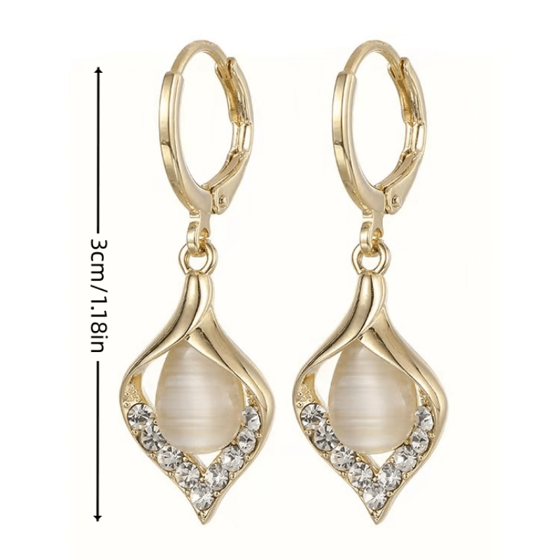 Leaf Drop Earrings Cat Eye Stone Earrings Girls Accessories