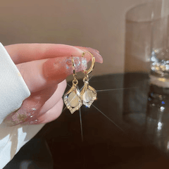 Leaf Drop Earrings Cat Eye Stone Earrings Girls Accessories