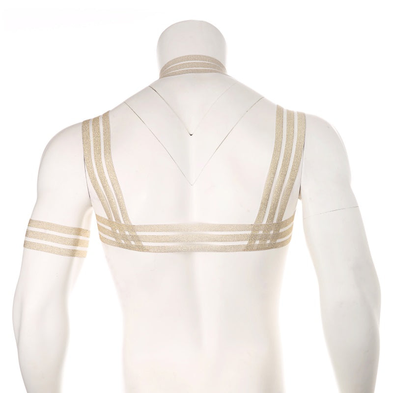 Men's Sexy Body Chest Harness & Armband Set for Cosplay