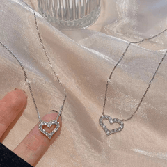 Heart Pendant Necklace Faux Diamond Collar Chain Necklace for Girl Daughter