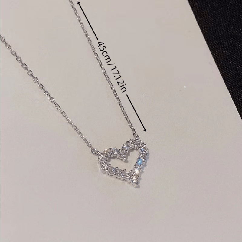 Heart Pendant Necklace Faux Diamond Collar Chain Necklace for Girl Daughter