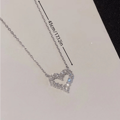 Heart Pendant Necklace Faux Diamond Collar Chain Necklace for Girl Daughter