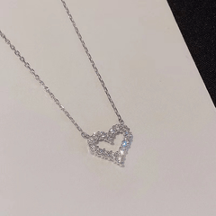 Heart Pendant Necklace Faux Diamond Collar Chain Necklace for Girl Daughter