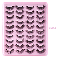 20 Mixed False Lashes Natural Thick Eyelashes Simulated Fiber Messy Slender