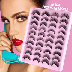 20 Mixed False Lashes Natural Thick Eyelashes Simulated Fiber Messy Slender