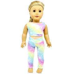 Rainbow Pattern Yoga Suit Doll Clothes Outfit for 45-72 cm Girl Doll