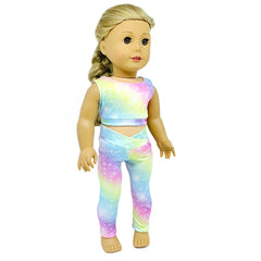 Rainbow Pattern Yoga Suit Doll Clothes Outfit for 45-72 cm Girl Doll