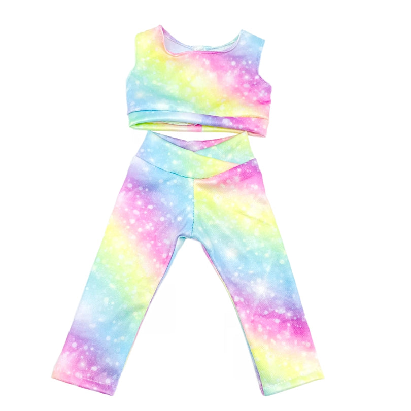 Rainbow Pattern Yoga Suit Doll Clothes Outfit for 45-72 cm Girl Doll
