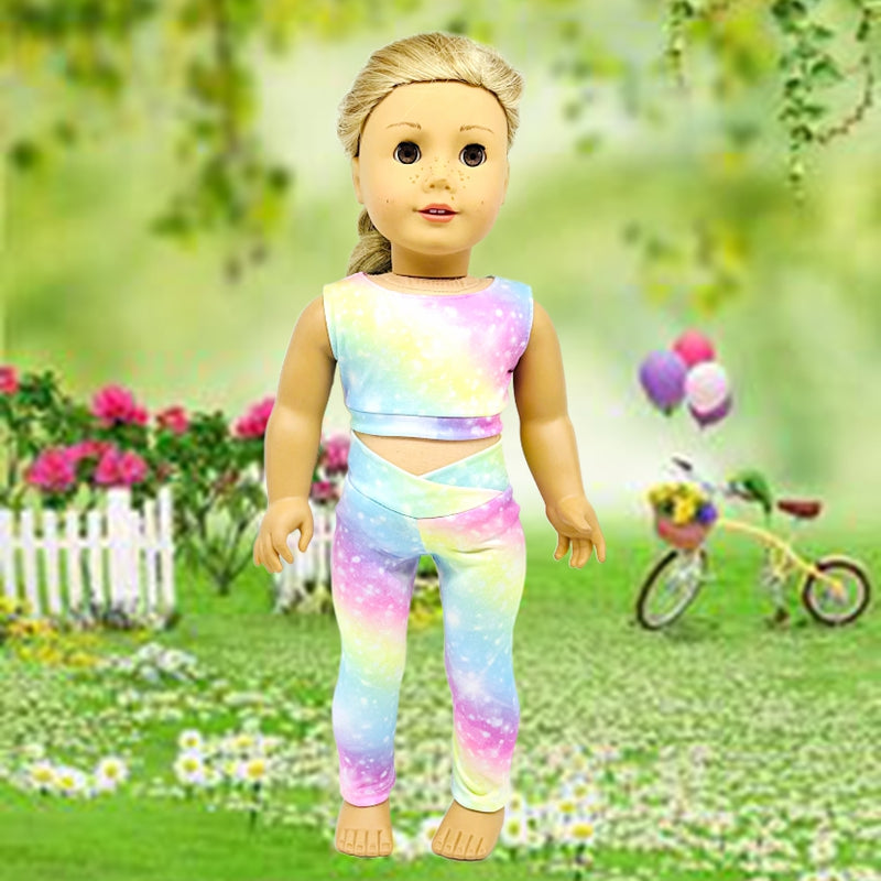 Rainbow Pattern Yoga Suit Doll Clothes Outfit for 45-72 cm Girl Doll