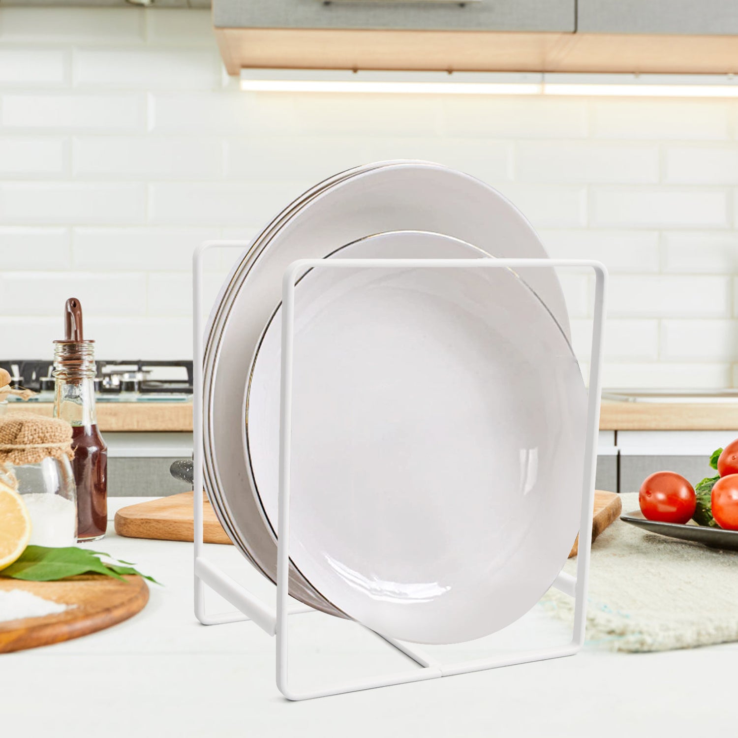 2pc Metal Cupboard Dish Rack Lid Holder